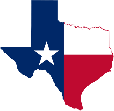 Image of Texas with Red, White, and Blue